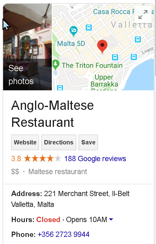 Anglo Maltese League Restaurant