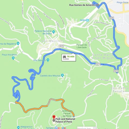 191004-00 map---Sintra-condo-to-Palace-of-Pena-1
