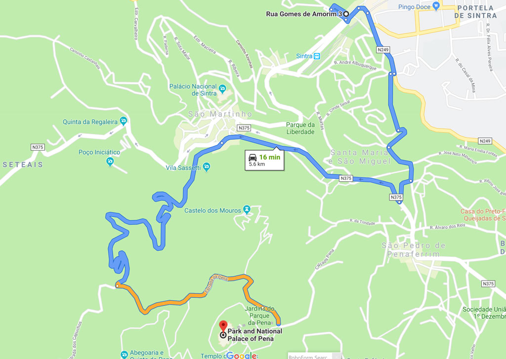 191004-00 map---Sintra-condo-to-Palace-of-Pena-1