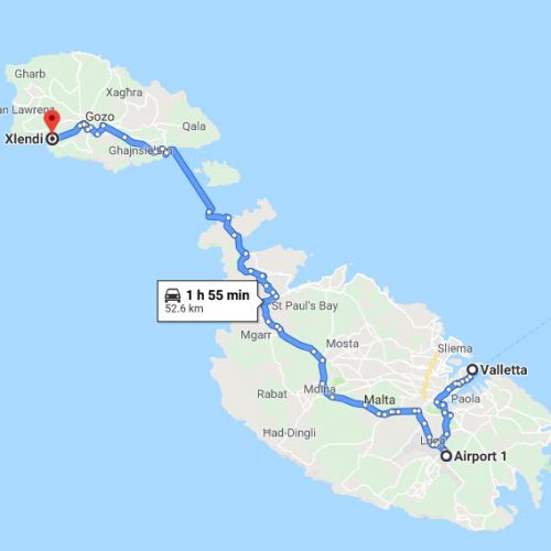 map-Valletta to Xlendi