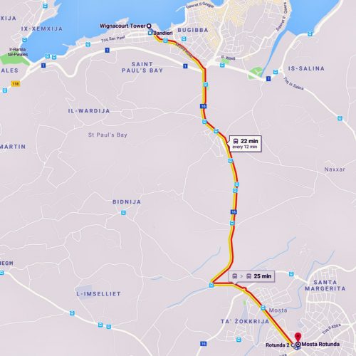 map-st-paul-bay-to-mosta-rotunda