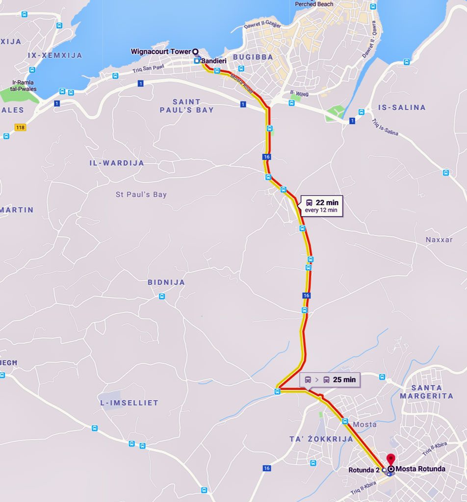 map-st-paul-bay-to-mosta-rotunda